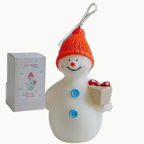 Handgemachte Schneemann-Kerze aus Sojawachs – Duft White English Pear & Orchid – Weihnachtskerze Deko Geschenk – Nachhaltig & natürlich – Winter Xmas