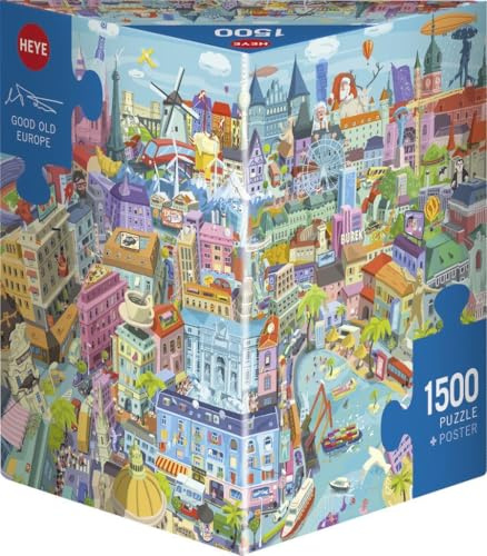 Good Old Europe, HEYE Puzzle von Zsolt Vidak: Puzzle 1500 Teile, Dreieck Puzzles, Fördert Konzentration, IQ Puzzle Spiele, Perfekt für die Puzzlematte, Gelegte Größe (ca.): 27,2 x 27,7 cm