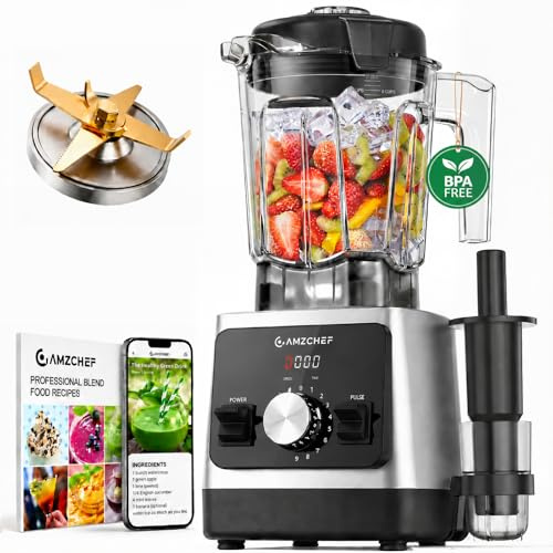 AMZCHEF Batidora de Vaso 1800W de Alto Rendimiento, Preparador de Smoothies para Hielo y Frutas Congeladas, Jarra de 2L, Velocidades Variables