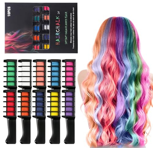 GXGM Tizas para el cabello coloreadas 10 colores Regalo temporal no tóxico para fiestas infantiles