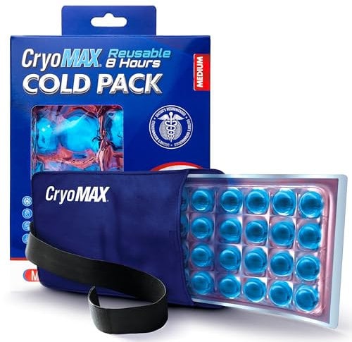 CryoMAX Kältepackung, 8 Stunden wiederverwendbare Kältetherapie-Eisbeutel für Ellenbogen, Knie, Hals und mehr, Größe M, 15,2 x 30,5 cm (1 Stück)
