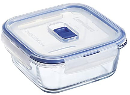 Luminarc Pure Box Active Recipiente Cuadrado Hermético Vidrio 15,2x15,2x6,8cm - 76cl Sodo Apto Microondas Apto Frigorífico Reciclable