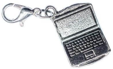 Miniblings Laptop Notebook Computer Charm Arbeiten Büro Silber - Handmade Modeschmuck I Kettenanhänger versilbert - Bettelanhänger Bettelarmband - Anhänger für Armband