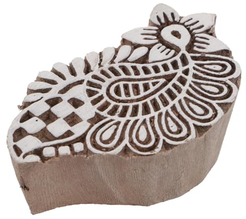 Indischer Holz Stoffdruckstempel, Mandala 1, 5 * 8 cm Paisley 4 | Handgeschnitzt, ideal für vielseitige Drucke, auch als Wanddeko, traditionelles Design, einfache Anwendung
