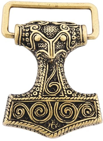 Battle-Merchant Gürtelschnalle - Thorshammer - Mjoelnar LARP Gürtelschließe Wikinger Mittelalter Silber oder Bronze (Bronze)