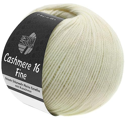 LANA GROSSA Cashmere 16 Fine | Aus Kaschmir- und Merinowolle | Handstrickgarn aus 80% Schurwolle (Merino extrafine), 10% Kaschmir & Polyamid | 50g Wolle zum Stricken & Häkeln | 320m Garn FB 9