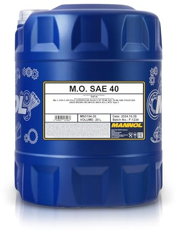 MANNOL 3104 M.O. Motorenöl SAE 40, mineralisch für Dieselmotoren 20L | Einbereichsöl für hoch belastete Dieselmotoren, API CH-4, MIL L 2104 C, für Volvo und Caterpillar, geringer Ölverbrauch