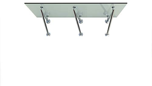 BuyLando-Shop Vordach Glasvordach Türvordach Verbundsicherheitsglas Klarglas VSG Edelstahl (250x90cm (3X V-Halterung))