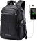misognare Business Laptop Backpack Water Resistant School Rucksack with USB Charging Port for Women Men, Fits 15.6 Inch Laptop and Notebook (Black)