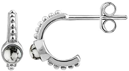 Sterling Silber Faux Howlith Tribal Perlen Creolen Ohrstecker