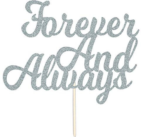 Forever and Always Hochzeitstortenaufsatz, glitzernd silber