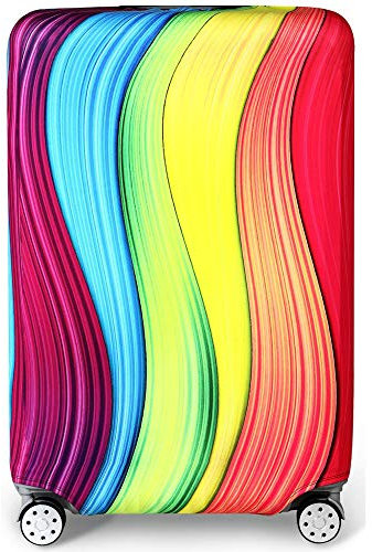 Kofferhülle Elastisch Kofferhülle Bambus Kohlefaser 18-32 Zoll Kofferschutzhülle Gepäck Cover Reisekoffer Hülle Kofferschutz Luggage Cover Gepäckabdeckung (Welle, S)