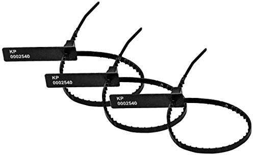 Made in UK Pull Ties With Numbered Anti-Tamper Seals (500, Black)