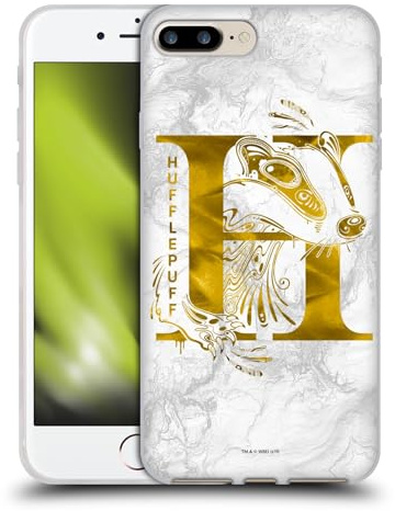 Head Case Designs Officially Licensed Harry Potter Hufflepuff Aguamenti Deathly Hallows IX Gel Case [Military Grade] Compatible with Apple iPhone 7 Plus/iPhone 8 Plus and Compatible with MagSafe