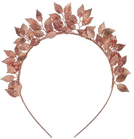 Anglacesmade Bridal Leaf Tiara Crown Rose Gold Leaf Headband Handmade Leaf Headpiece for Wedding Prom Party Festival Hair Jewelry (Rose gold)