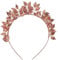 Anglacesmade Bridal Leaf Tiara Crown Rose Gold Leaf Headband Handmade Leaf Headpiece for Wedding Prom Party Festival Hair Jewelry (Rose gold)