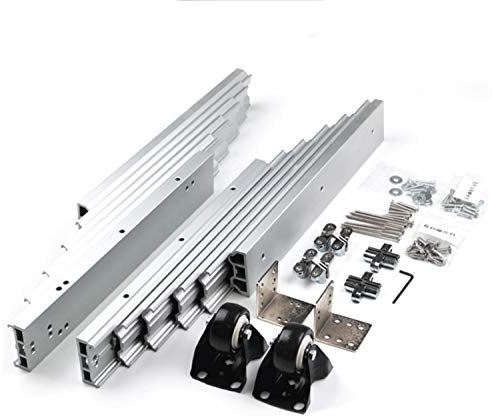 uyoyous 127,7 cm Aluminium-Tischrutsche mit 2 leisen Rädern, Equalizer-Gleitschienen, Hardware, 72,6 kg Kapazität, robuste Metall-Schienen für verdeckten Tisch, Schreibtisch, Küchenarbeitsplatte