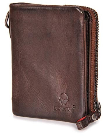 DONBOLSO Damen Slim-Wallet Rio - Mini Ladies-Geldbörse aus Leder - 4 Kartenfächer und RFID-Schutz BZW. Blocker - Viele Farben, darunter schwarz und braun - Kleine schöne Damengeldbörse - Braun