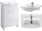 VBChome Badmöbel Weiß 60 cm Waschbecken mit Unterschrank Waschtisch Waschbeckenunterschrank Unterschrank Badezimmerschrank 2 Türen Glanz Waschplatz Stand Standmöbel