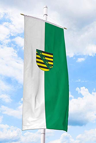 Deitert Bundesland-Flagge Sachsen – 80x200 cm Sachsen-Fahne mit Wappen, Bannerfahne aus reißfestem Polyester