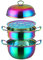 SUNSENGEUR 3 Tier Premium Heavy Duty Stainless Steel Steamer Pot Set Includes 2 Tier Cooking Pot, 1 Steaming Septa and Pot Lid | Stack, Steam Pot Set for All Cooking Surfaces -Rainbow