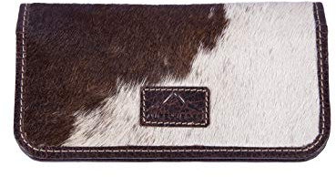 Alpenleder Tabaktasche DASCHERL – Tabakbeutel, Vintage braun Drehertasche ausgestattet mit Naturkautschuk und 2 Fächer für große & kleine Papers *Made in Germany* (16 x 9 x 1cm, Kuhfell)