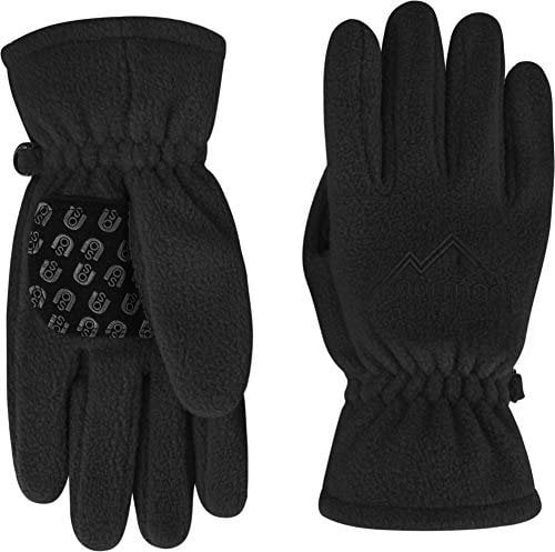normani Outdoor Sports Kinder Fleecehandschuhe Unisex Winterhandschuhe mit Rutschfester Handinnenfläche Fingerhandschuhe Fleece Gloves Farbe Schwarz Größe 116/6 bis 8 Jahre