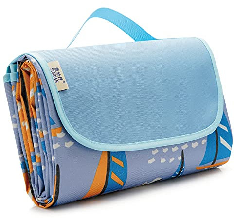 Picknickdecke,Outdoor Camping Strandzelt Bodenmatte, wasserdichte und feuchtigkeitsbeständige Picknickmatte 195 * 200cm (mit Nähten) -glamour Meer