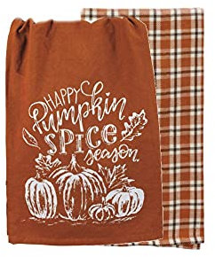 Küchentücher, Kürbis-Gewürze, gebranntes Orange, Dekor, Geschirrtuch mit Karomuster, Orange, Küchentuch, Thanksgiving-Dekor, Set mit 2 Geschirrtüchern aus Baumwolle
