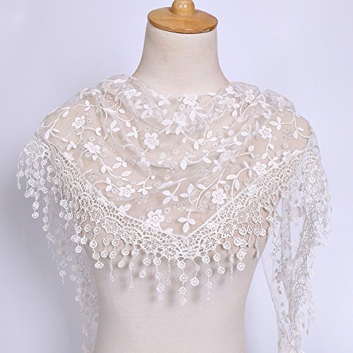 Briskorry Schal Damen Spitze Schiere Blumenschal Schal Wrap Quaste Schal Retro Mode Frauen WeicheSchals Mode Frauen Lieblingsschal Winter HerbstLeicht und Weich Dreiecksschal