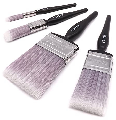 COTTAM Synthetic Paint Brush Set | Set of 4 | Emulsion Paint Brush & Gloss Paint Brush | Paint Brushes For Painting & Decorating