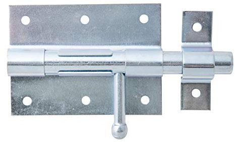 Alberts 137045 Verrou de box | avec poignée ronde et gâche attachée | zingué | plaque 90 x 67 mm | Ø du boulon 13,5 mm | longueur totale 130 mm