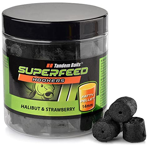 Tandem Baits SuperFeed Hook Fatty Pellet Halibut & Strawberry | Carp Fishing Hookbaits | Carp Pellets | Carp Fishing Bait | Carp Bait | Carp Fishing Accessories for Monster Fish 14mm 150g