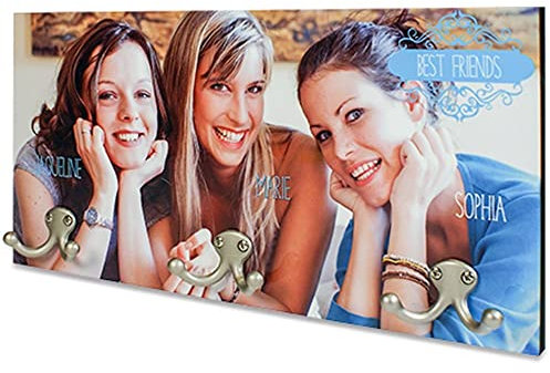 Ocadeau Wandgarderobe mit eigenem Foto personalisierbar - Fotodruck-Holzgarderobe zum Selbstgestalten mit 3 Haken - Personalisierbare Garderobe mit einem Foto Ihrer Wahl bedruckbar
