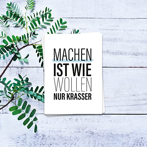 Ulrike Wathling Postkarte mit Spruch 'Machen ist wie wollen, nur krasser' | Motivationskarte, positive vibes, Affirmationskarte, Sprüche zum Nachdenken, Grußkarte, Allrounder:Einzel