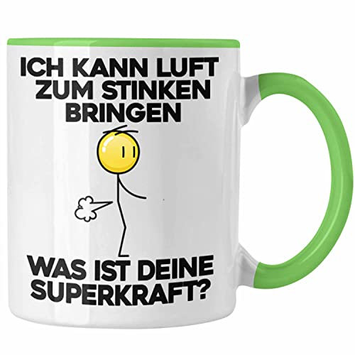 Trendation - Furz Tasse Geschenk Vater Papa Freund Lustiger Spruch Furzen Pupsen Männer Humor Valentinstag Ich Kann Luft Zum Stinken Bringen (Grün)