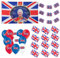 Toyland® Olympics Party Bundle – 5 Fuß x 3 Fuß Souvenirflagge, 12 Handflaggen, 6 m Souvenir Wimpelkette & 30 Union Jack Luftballons – Britische Dekorationen