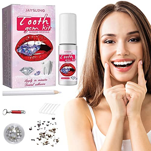 Gemmes Dentaires, Strass Dentaire Kit avec Colle,Gemmes Bijoux Dents, Kit de Gemmes de Dents Bricolage avec Colle, Kit Bijou Dent Bricolage pour L'ornement Réfléchissant des Dents
