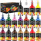 XDOVET Model Making Paints Airbrush Set 18 colores/30ml, la pintura para aerógrafo incluye colores metálicos, mates y neón, modelos resistentes al agua y de secado rápido para artistas
