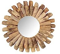 J-Line Miroir Rond Bois Flotte Naturel Small