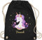 Turnbeutel Rucksack - Einhorn Geschenk Einhörner I Unicorn - Unisize - Schwarz - personalisierte geschenke mädchen einhornrucksack unicorns with beutel wechselbeutel kita kinderturnbeutel