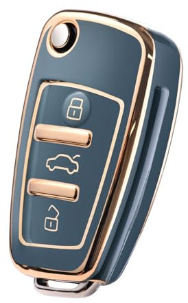 OATSBASF Autoschlüssel Hülle für Audi, Schlüsselhülle für A1 A3 A4 A6 Q3 Q5 Q7 S3 R8 TT Silicone TPU Schlüsselbox Cover (JS-Grau)