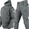 AAADRESSES Herren Softshell Jacke Taktische Uniformen MilitäRische wasserdichte Armee Kampfanzug Sets Jagdbekleidung Hose Leicht Outdoor ReißVerschluss Kapuzenpulli,Grau,3XL