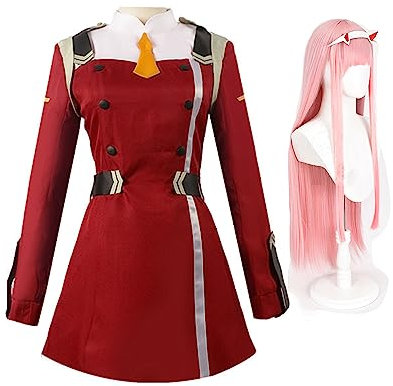 Gooyeh Zero Two Anime Cosplay darling in the franxxx Cosplay Anime Kostüm Zero Two Strumpfhose Combat Kostüm Frauen Halloween Cosplay Kostüm mit Perücke Full Set