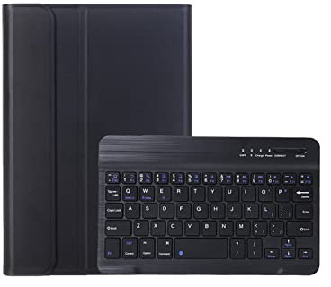 HLTOOP Funda con Teclado para Samsung Galaxy Tab A7 Lite 8,7 2021 (SM-T220/T225), Contiene Ñ, Teclado Inalámbrico Desmontable Retroiluminado De 7 Colores,Negro