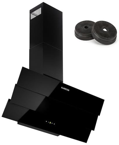 Klarstein Hotte aspirante 90cm, hotte aspirante avec filtre compatible lave-vaisselle en aluminium, hotte aspirante silencieuse pour évacuation d'air, débit de 305 m³/h, hottes murales avec LED