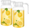 2 Pack 1L Acrylic Pitcher, Water Jug with Lid, BPA-Free & Shatter-Proof, Transparent Juice Jug Water Pitcher, Non Spill Fridge Jug, Plastic Jug for Hot/Cold Water Ice Tea Coffee Milk & Juice Beverage