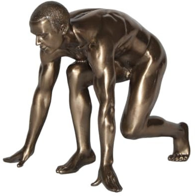 Deko Figur Body Talk Kollektion Nackter Mann kniend H 13 cm Athlet Läufer Startposition Skulptur Parastone