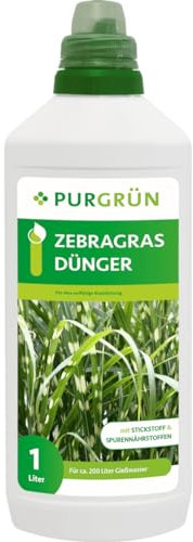 Purgrün® Zebragras-Dünger 1 Liter– Schnell wirksame mineralische Rezeptur – Premium-Flüssigdünger mit Spurennährstoffen – NPK 10+4+6 – Stärkt die Widerstandskraft – Für eine intensive Blattfarbe