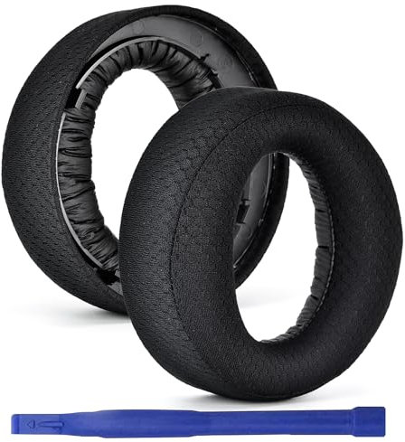 Adhiper PS5 Ersatz-Ohrpolster Kompatibel mit Sony PS5 Pulse 3D Headset, Ersatz Ohrpolster aus Atmungsaktives Mesh-Gewebe und Memory Schaum (Schwarz)